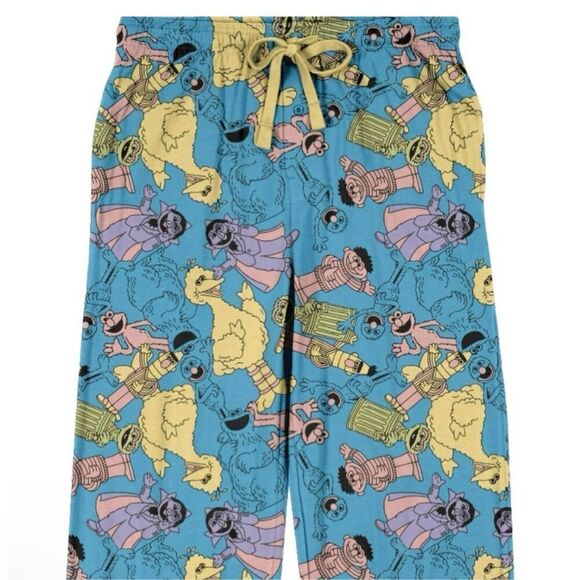 NWT SESAME STREET‎ Pajama Pants Men’s Women’s Unisex XL Blue Drawstring Big Bird - Picture 4 of 13